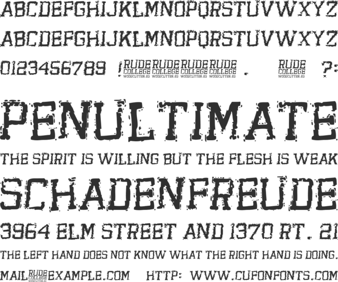 Rude College font preview