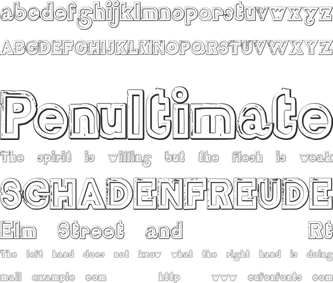 DelamotteLargeRelief Beveled font preview