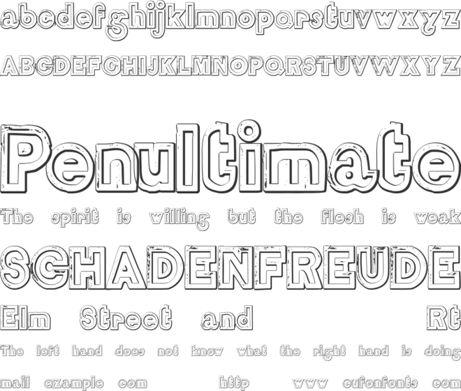 DelamotteLargeRelief Beveled font preview