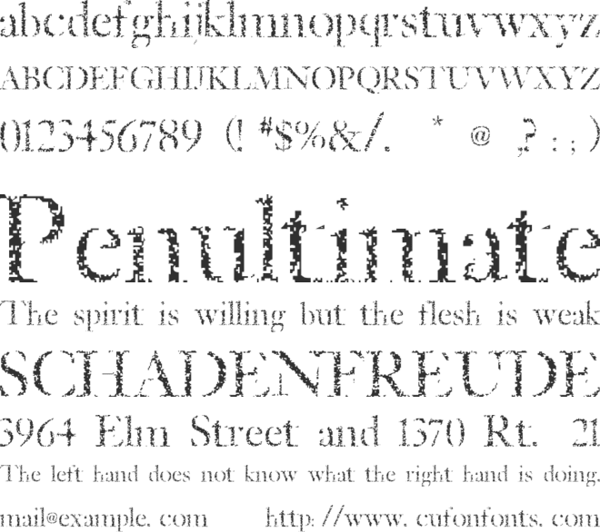 Etched font preview