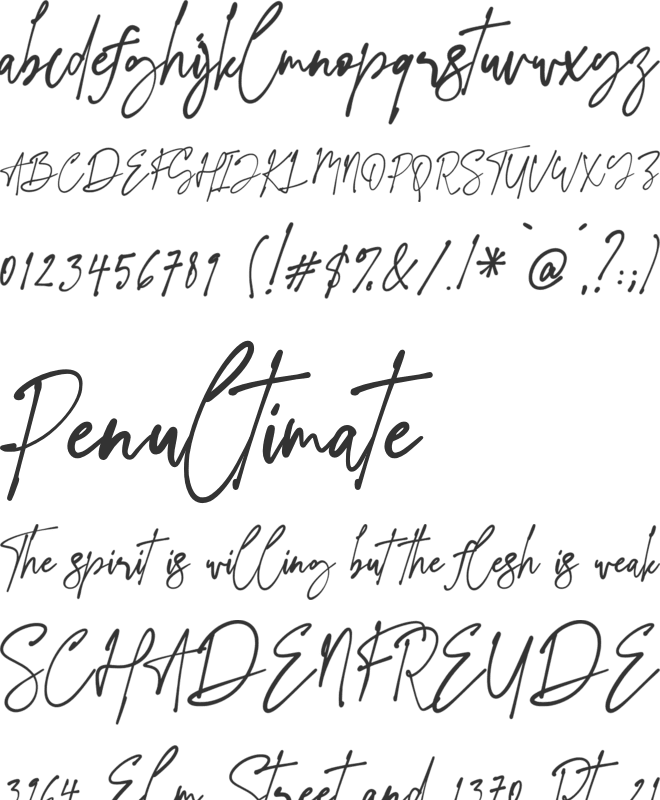 Evangelina font preview