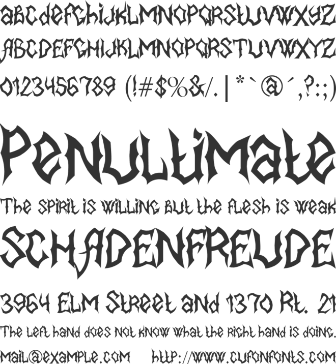 MB BlackBook Type font preview