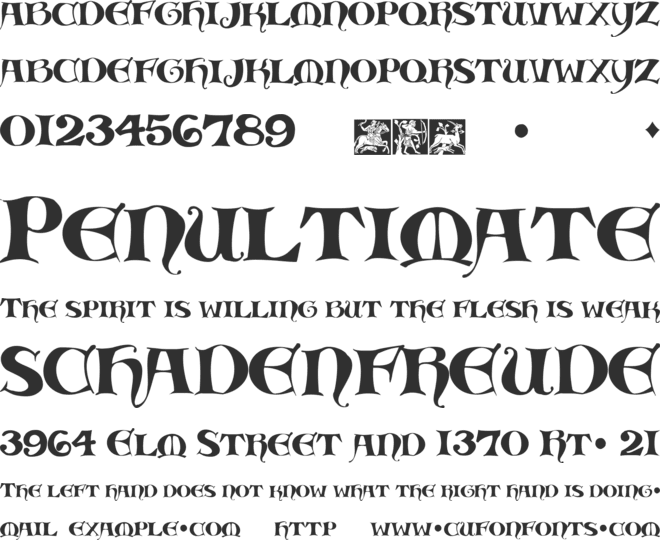Medieval Scribish font preview