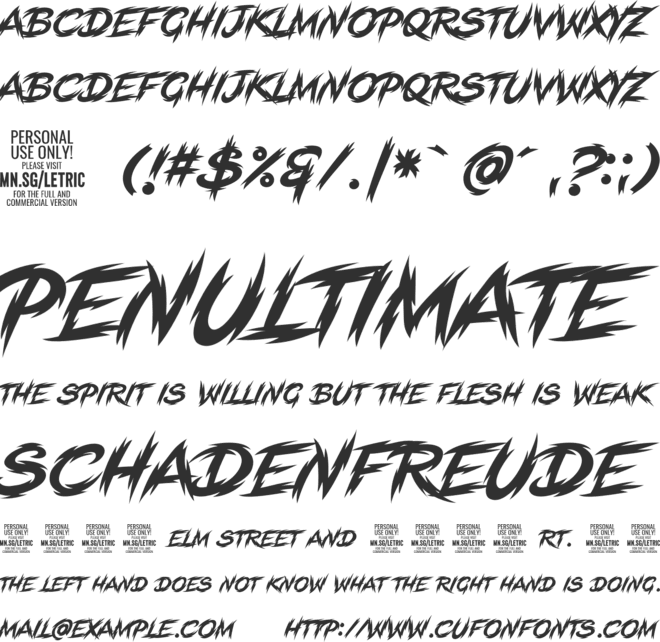 Letric PERSONAL USE ONLY font preview