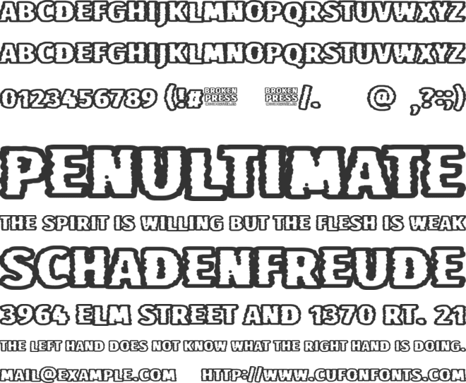 Broken Press font preview