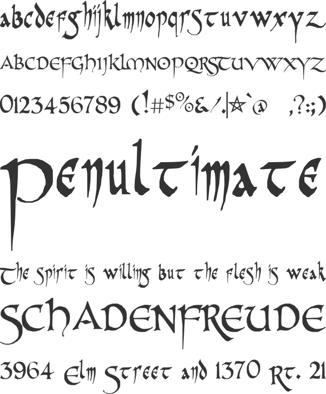 PR Celtic Narrow font preview