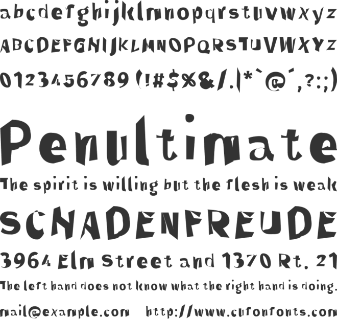 Through The Black font preview