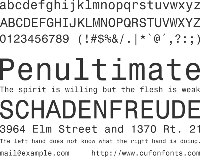 Monospac821 BT font preview