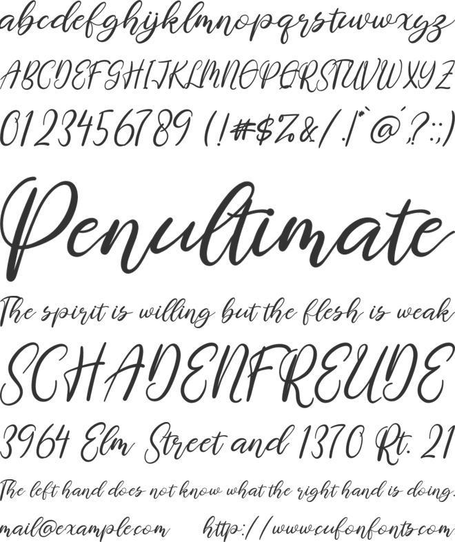 Pettiara font preview