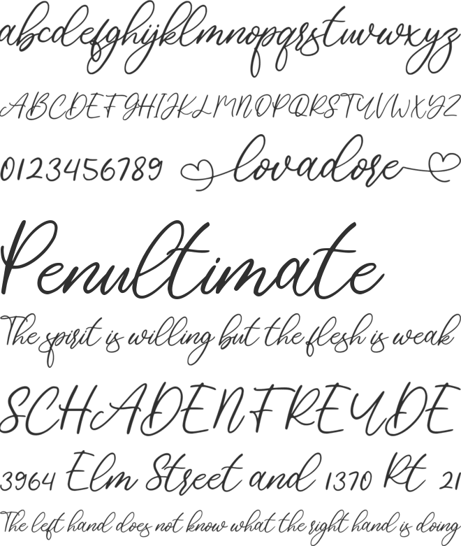 lovadore font preview