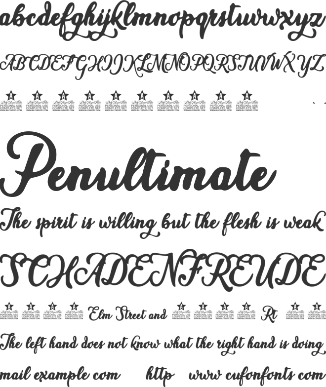 WATERCOLORS CLEAN PERSONAL USE font preview