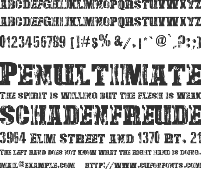 Damaged Serif font preview