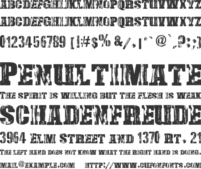 Damaged Serif font preview