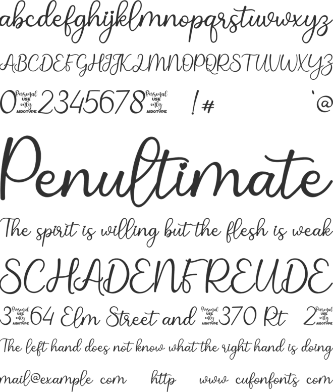 Justica Tail font preview