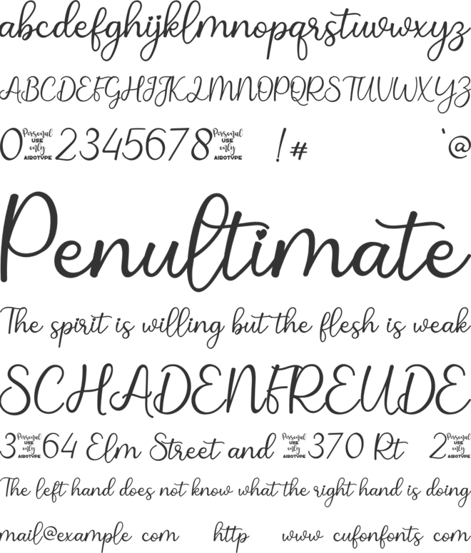 Justica Tail font preview