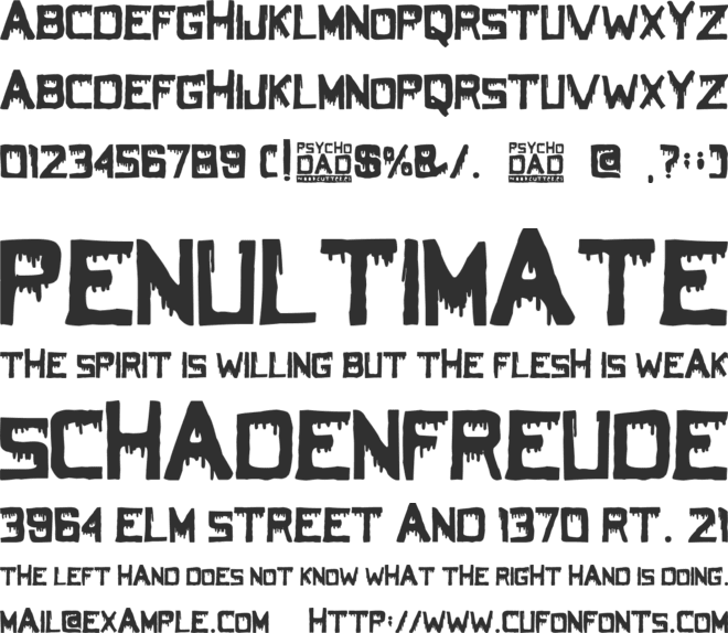 Psycho Dad font preview