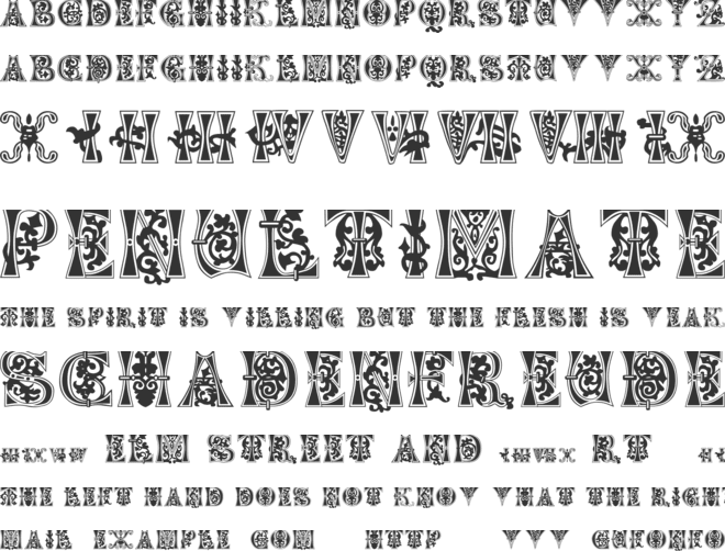 Floral Majuscules, 11th c. font preview