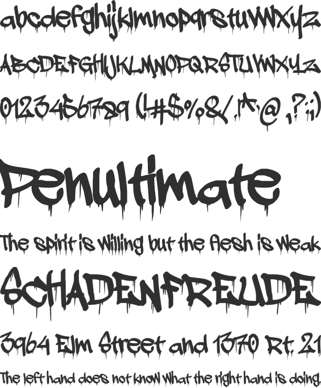 a dripping marker font preview