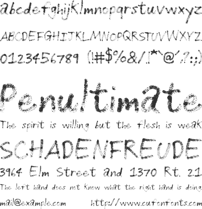 Grunge Handwriting font preview