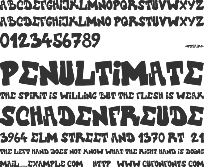 UpstairsCVJMgraff font preview