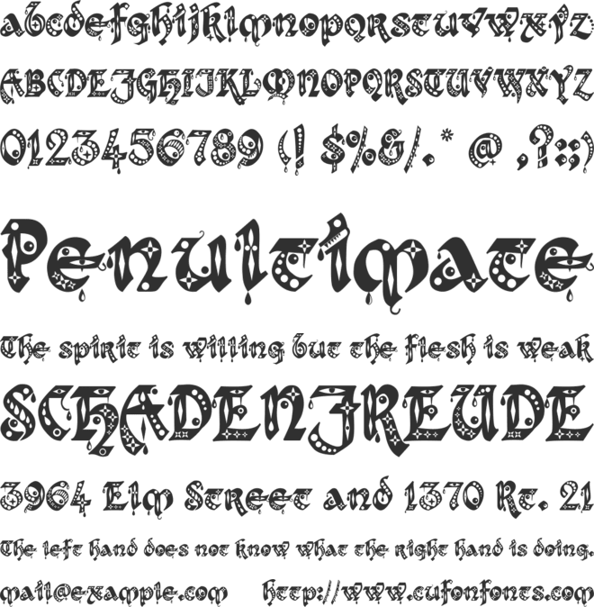 Kingthings Gothique + Xander font preview