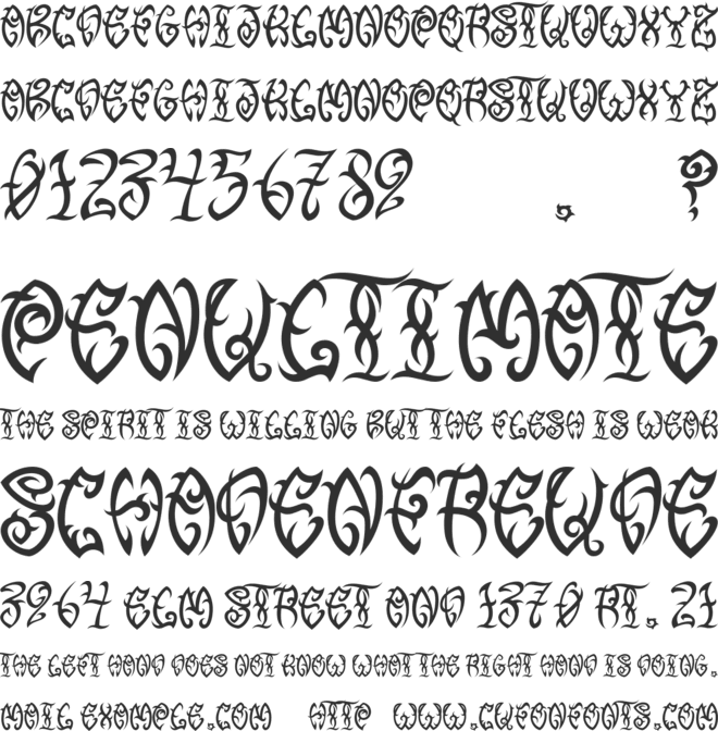 VTC Tribal Three font preview