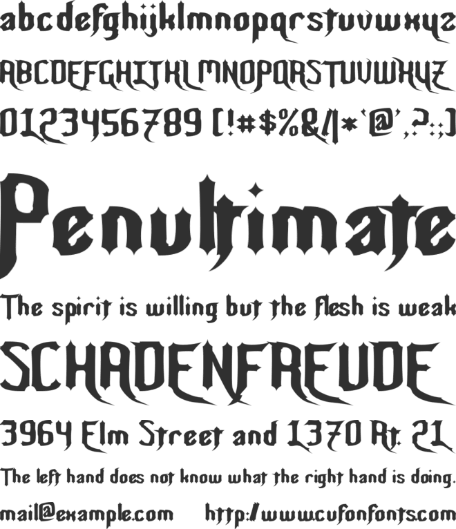 Night Warrior font preview
