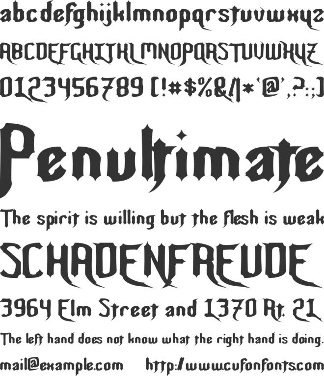 Night Warrior font preview