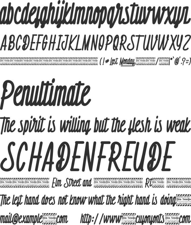 Lost Monday Personal Use font preview