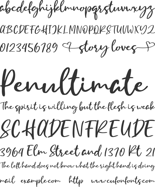 Story Loves font preview