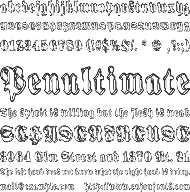 Harmaa Perkele font preview