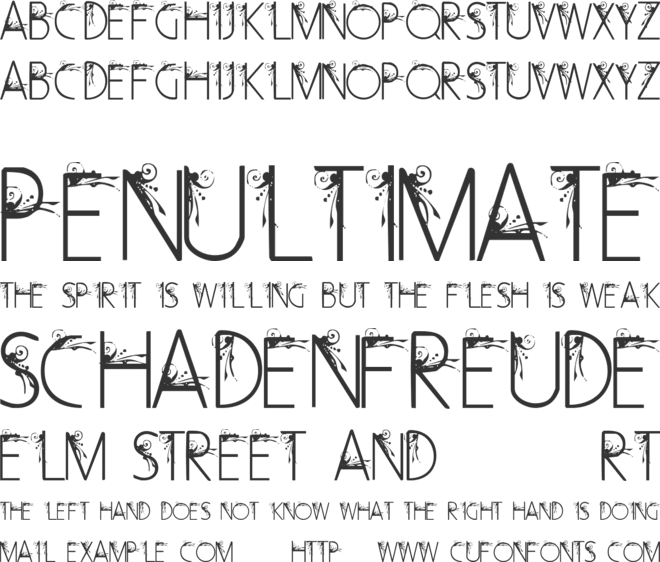 Curly Fleur Caps font preview