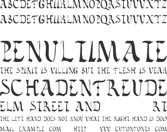 Vatican Rough Letters, 8th c. font preview