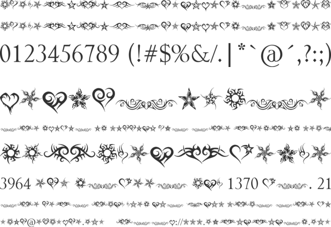Hearts and Stars font preview