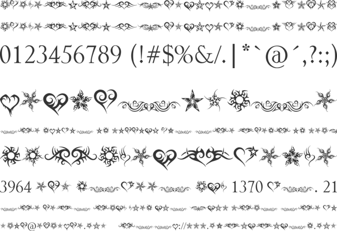 Hearts and Stars font preview