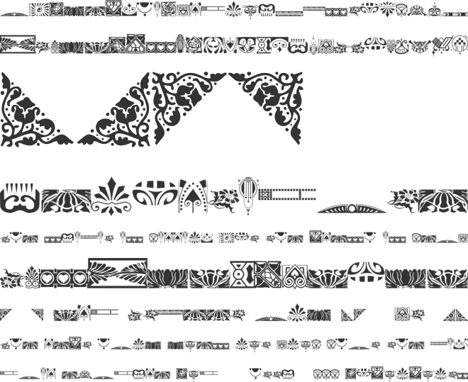 Nouveau Rococo Deco Dings I font preview