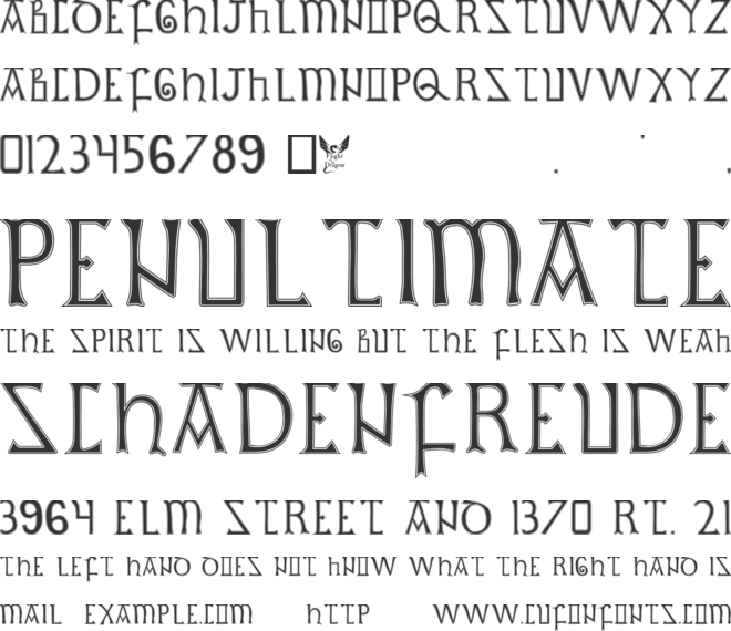 British Outline Majuscules font preview