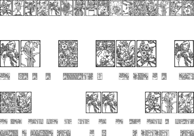 Art Nouveau Flowers font preview