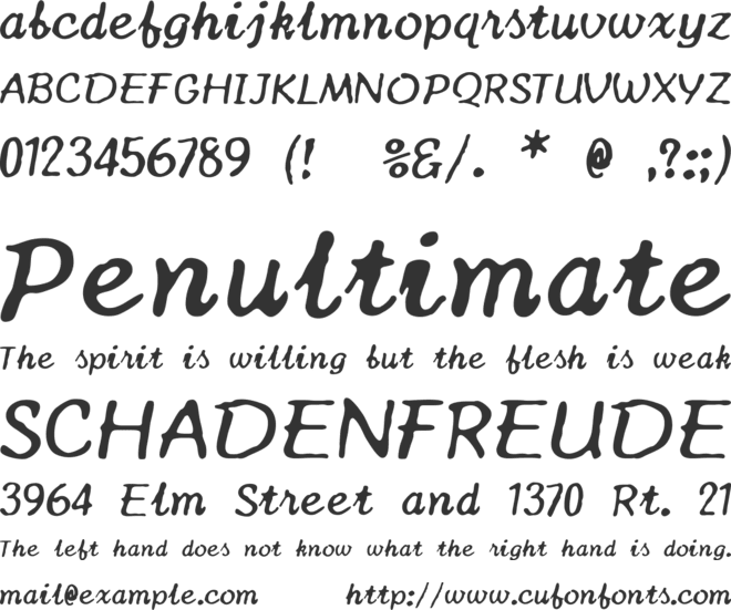 Canon TypeStar 210 font preview