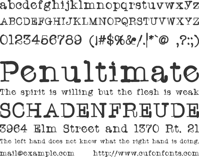 TWriterOne font preview