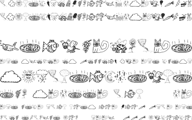 KR Silly Art Dings font preview