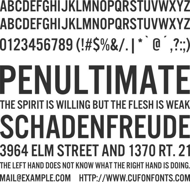 U.S. 101 font preview