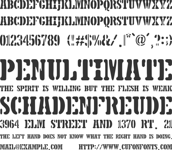 5TH AVENUE STENCIL font preview