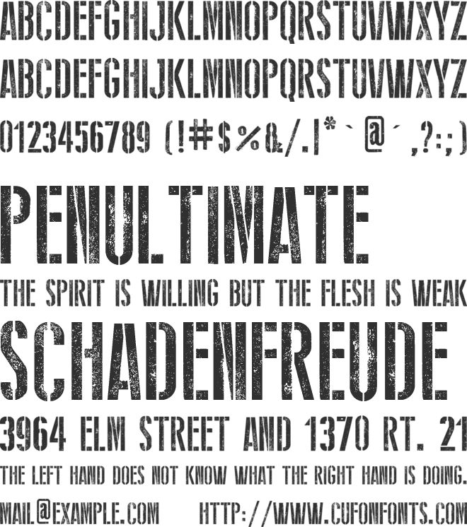 Stencil WW II font preview