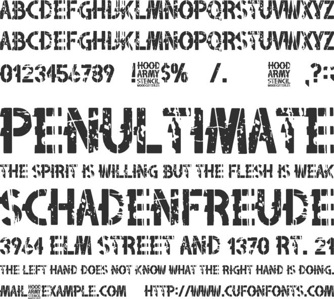 Hood Army Stencil font preview