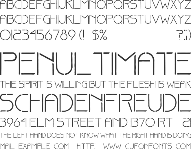 Fine stencil font preview