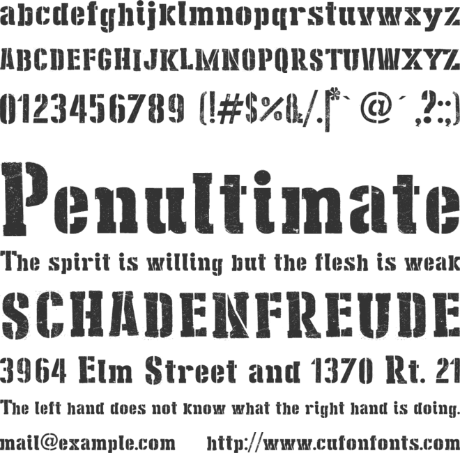 Stencil Cargo Army font preview