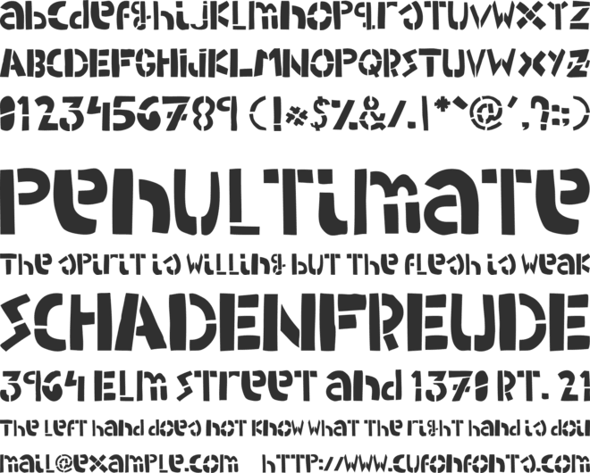 WOODCUTTER ARMY (Stencil) font preview