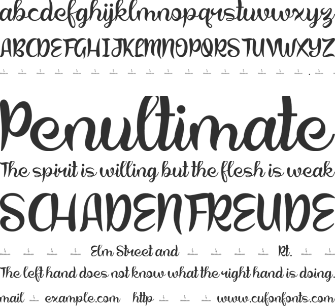Calligraphy Sunshine font preview