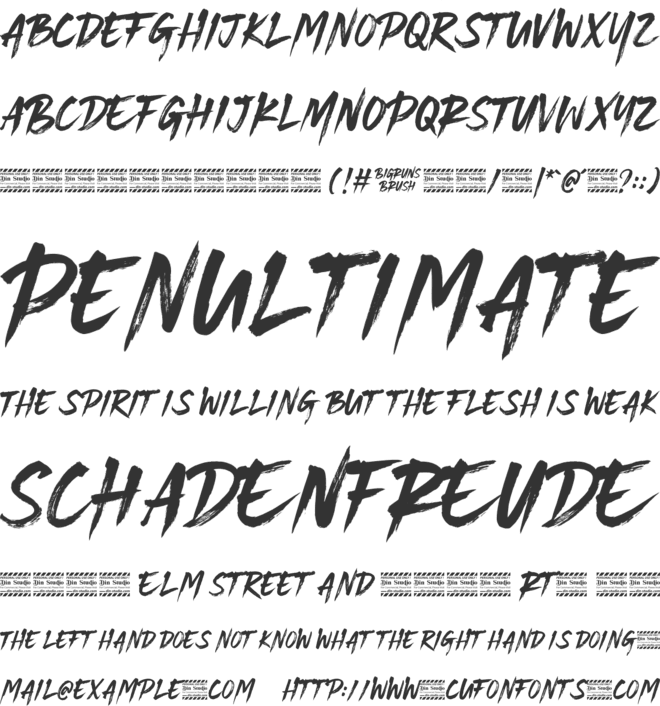 Bigruns Brush personal use font preview